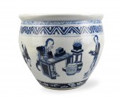 CHINESE BLUE & WHITE FISH BOWL
