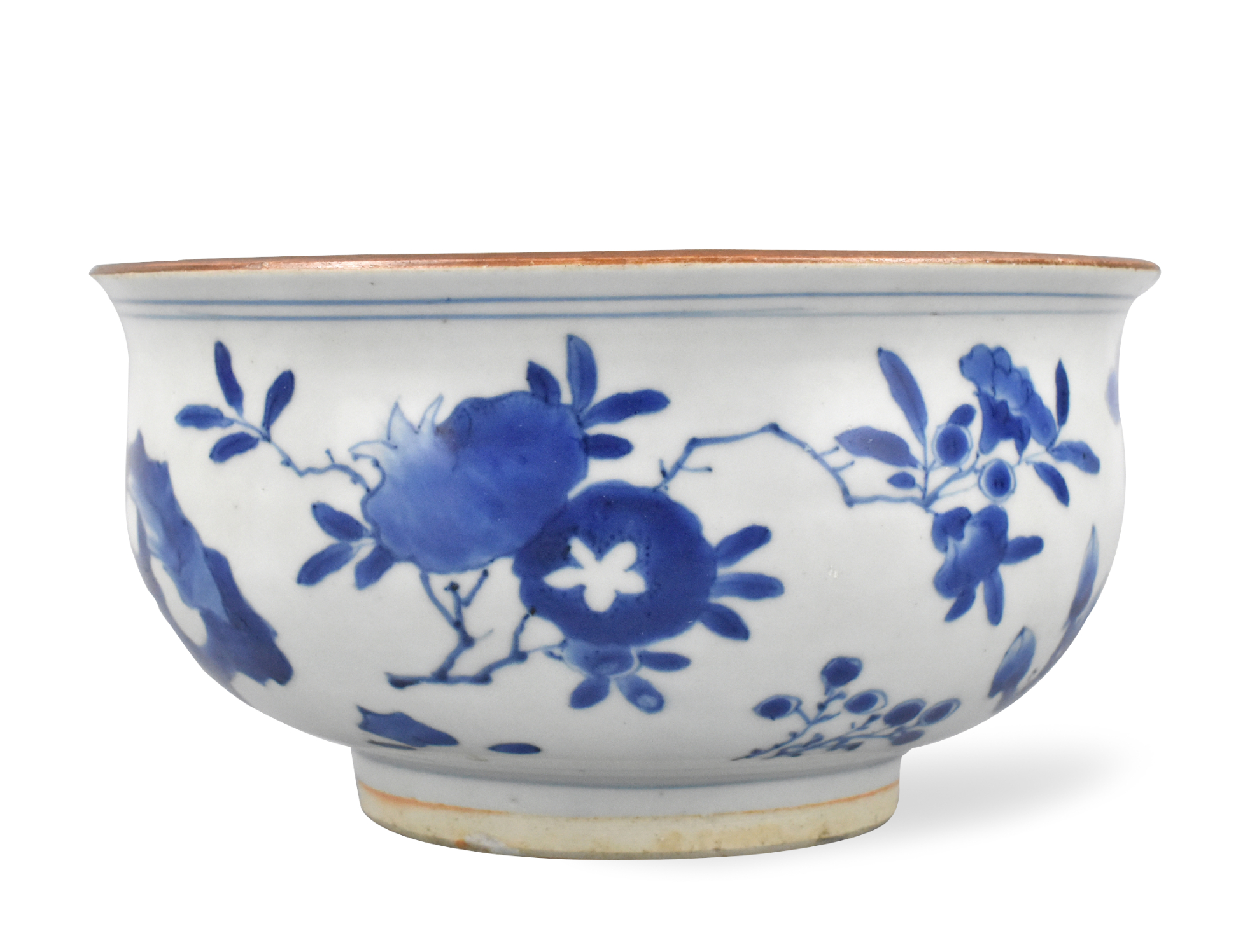 CHINESE BLUE & WHITE FLORAL CENSER,