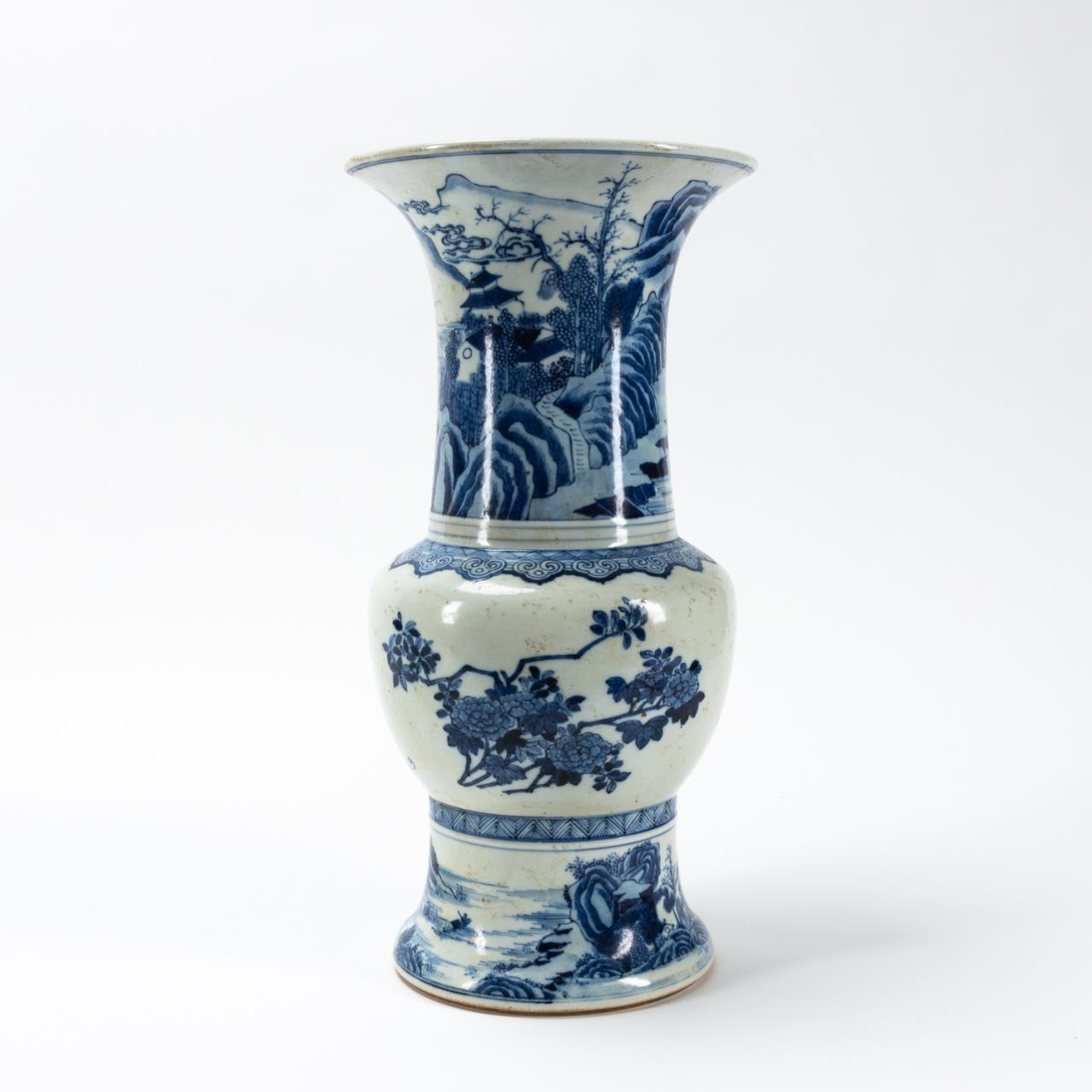 CHINESE BLUE & WHITE FLORAL &