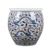 CHINESE BLUE, WHITE & IRON RED