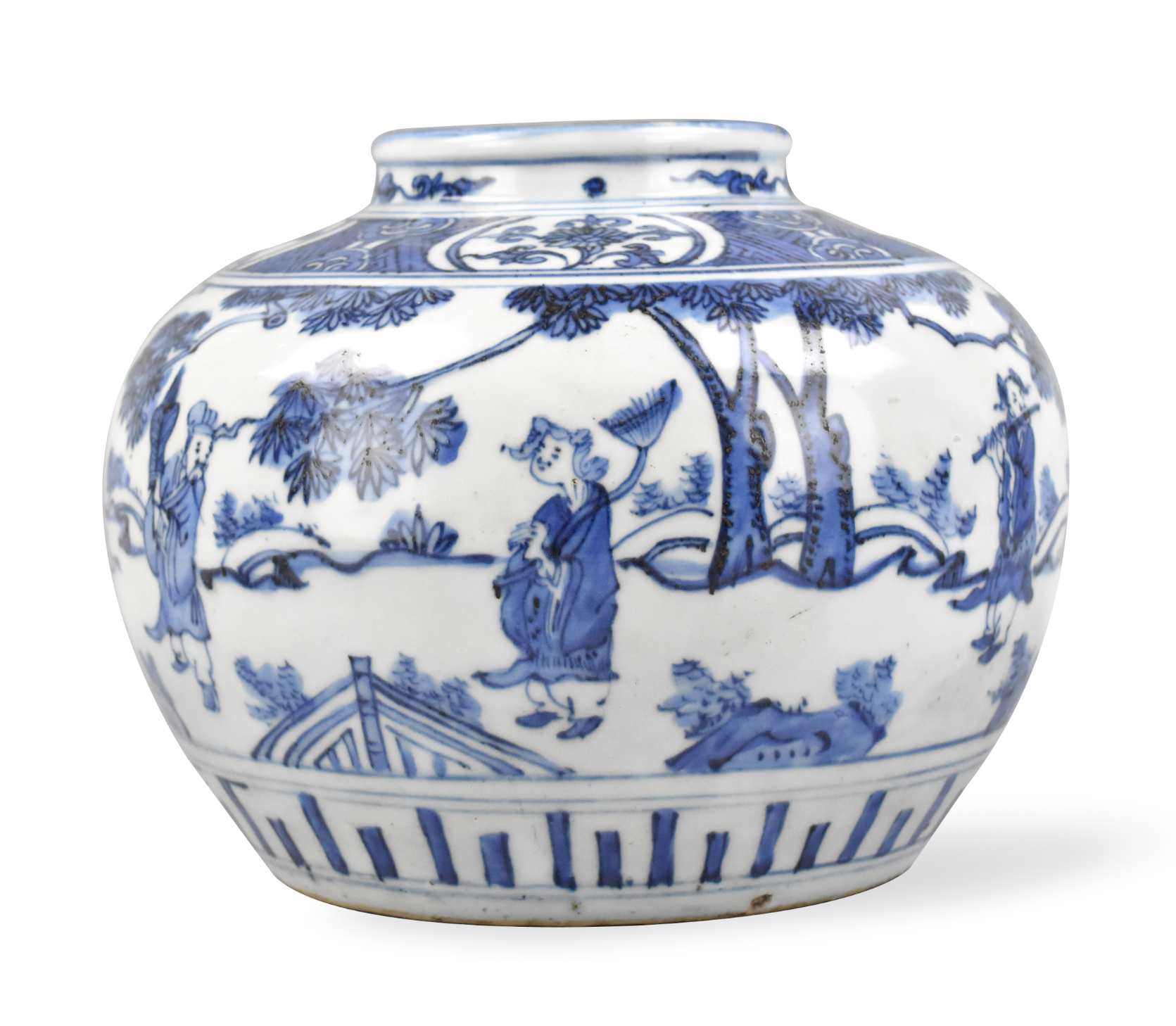 CHINESE BLUE & WHITE JAR W/ 8