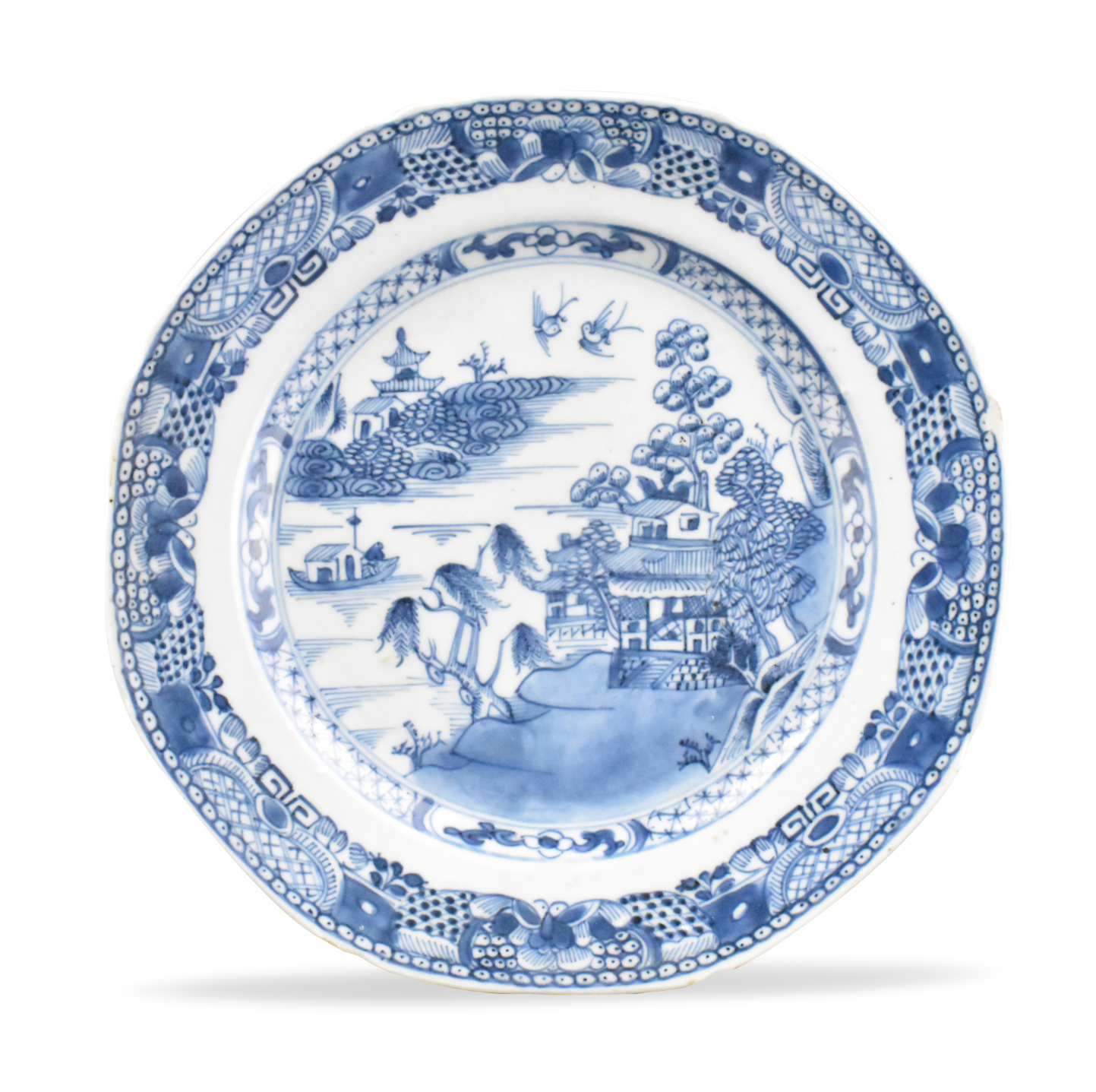 CHINESE BLUE & WHITE PLATE W/