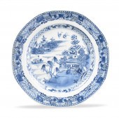 CHINESE BLUE & WHITE PLATE W/