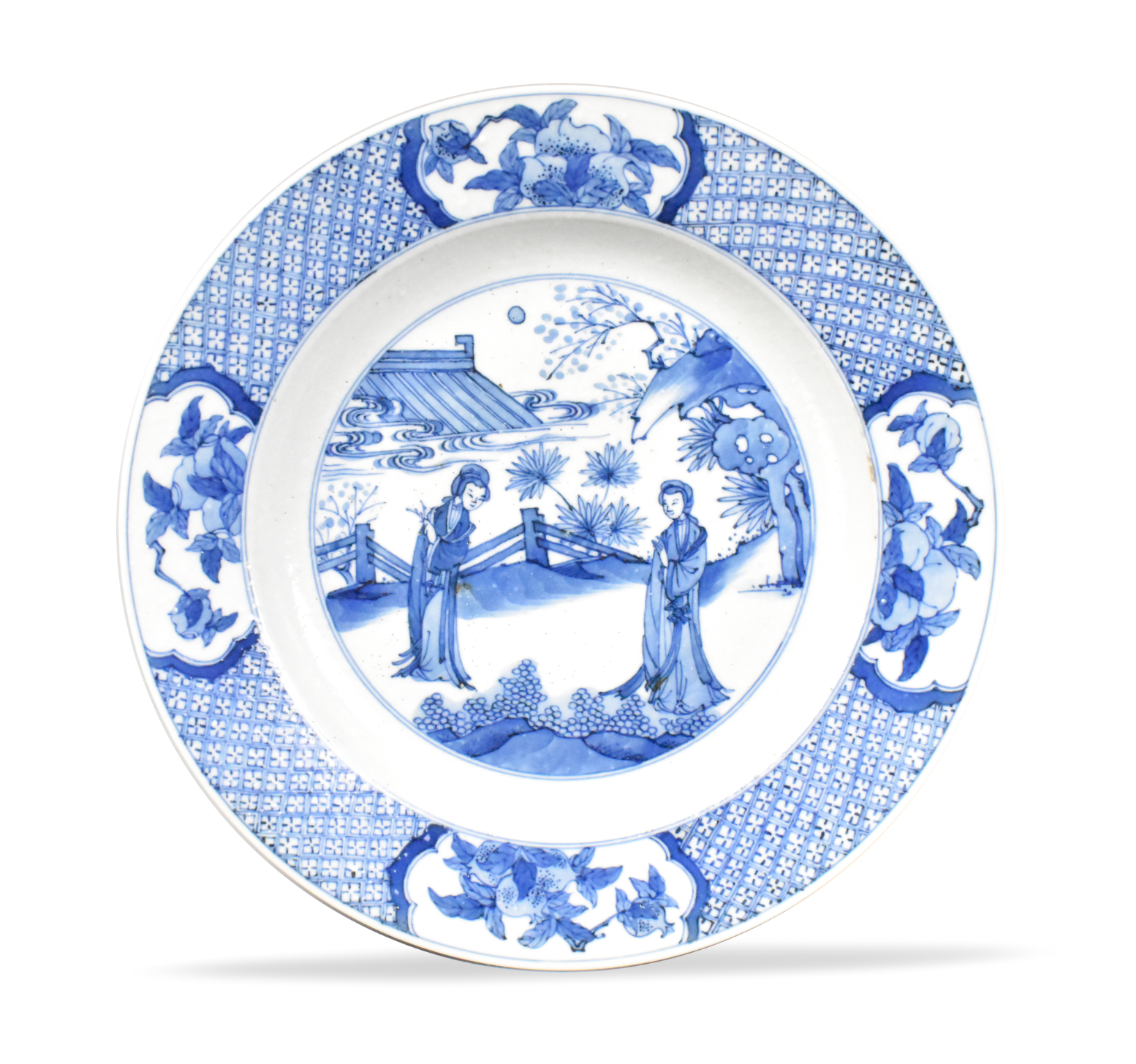 CHINESE BLUE & WHITE PLATE W/