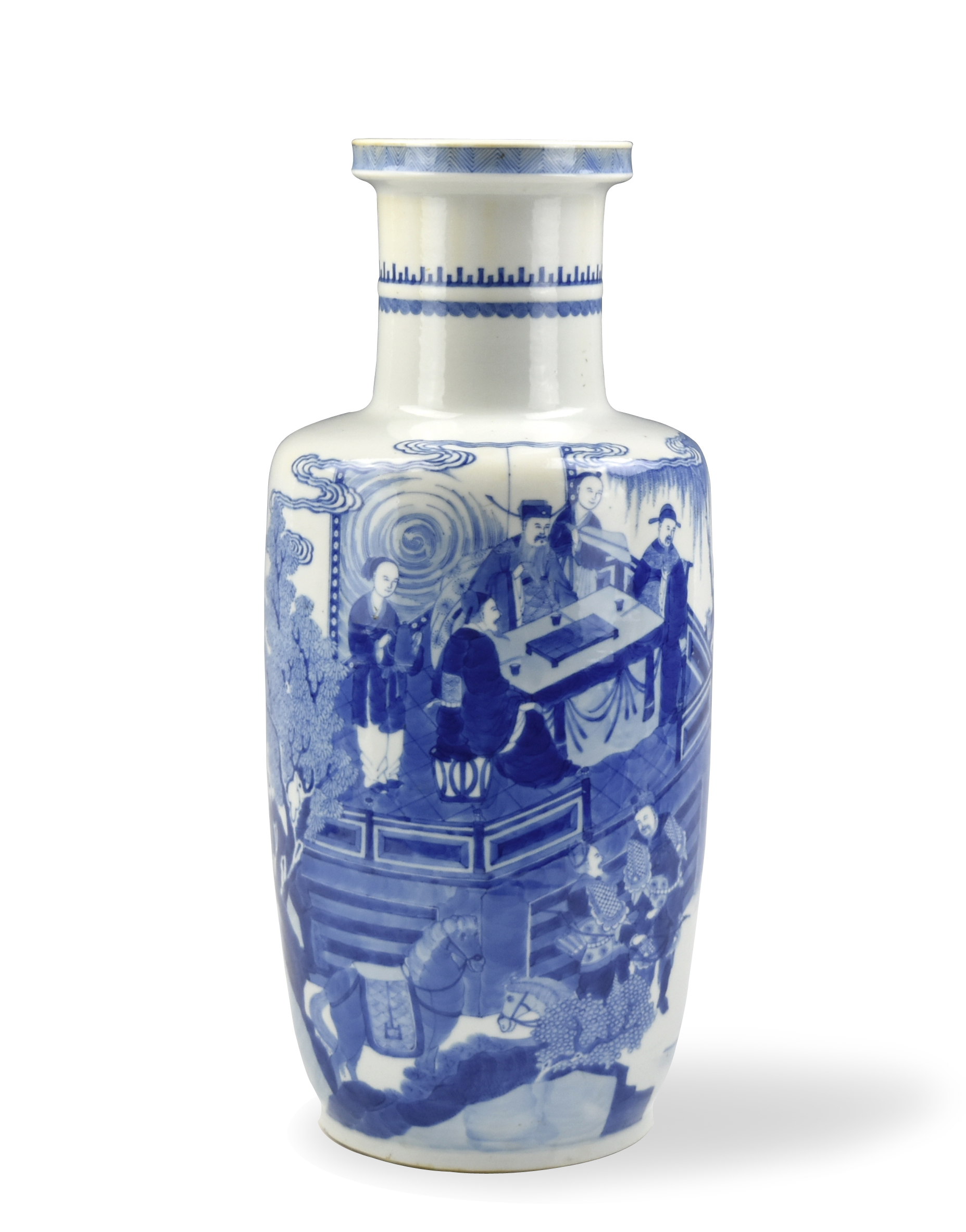 CHINESE BLUE & WHITE ROULEAU VASE