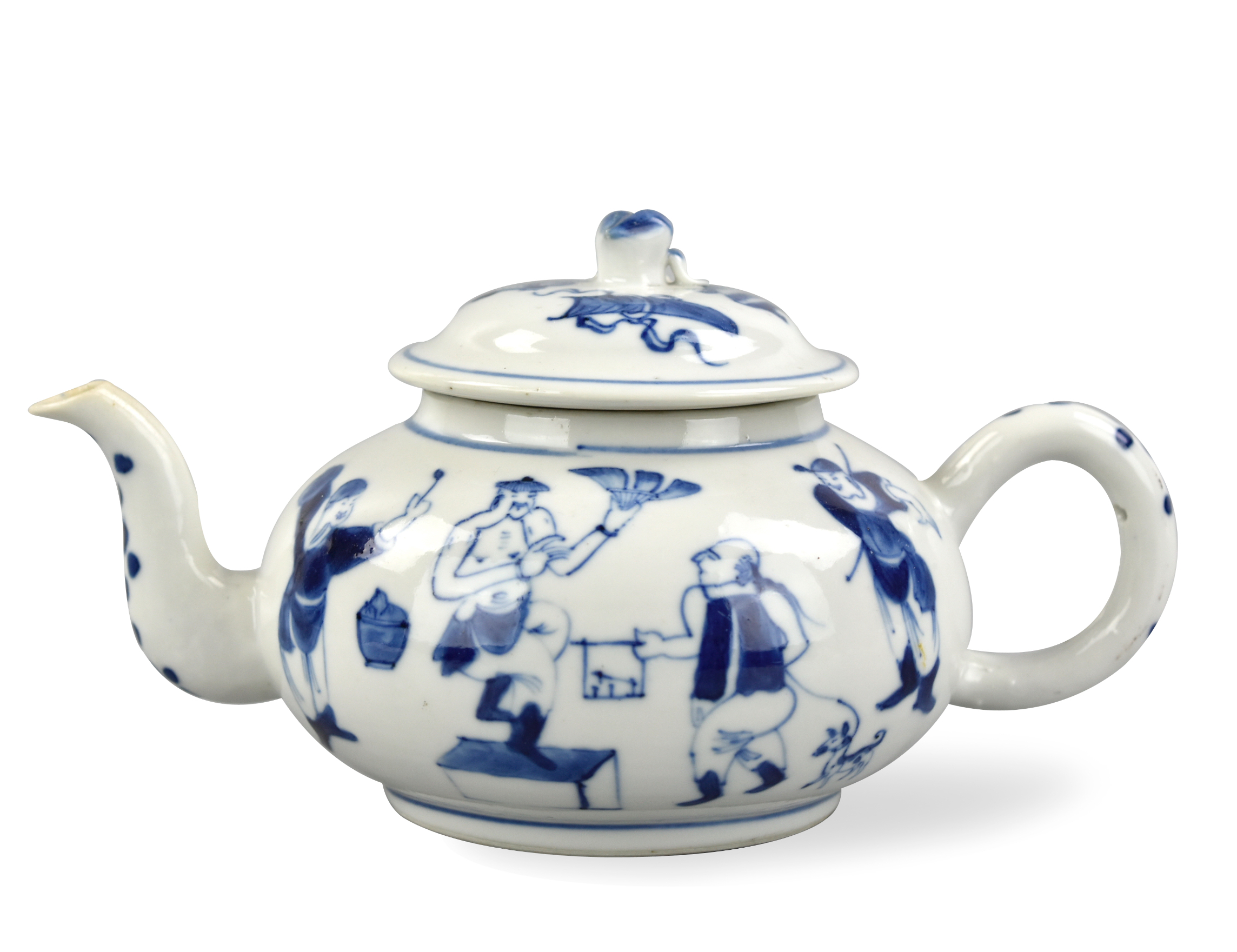 CHINESE BLUE & WHITE TEAPOT W/