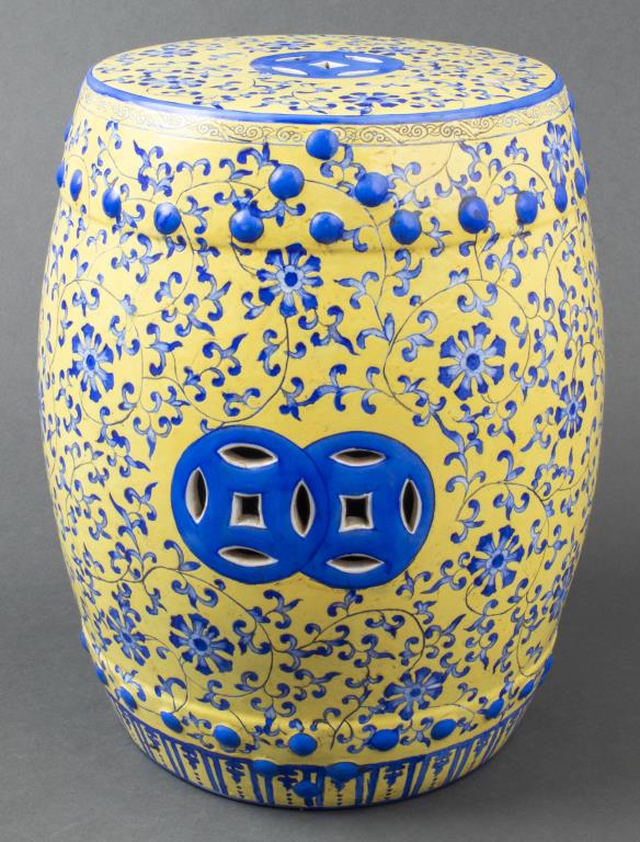 CHINESE BLUE & YELLOW CERAMIC
