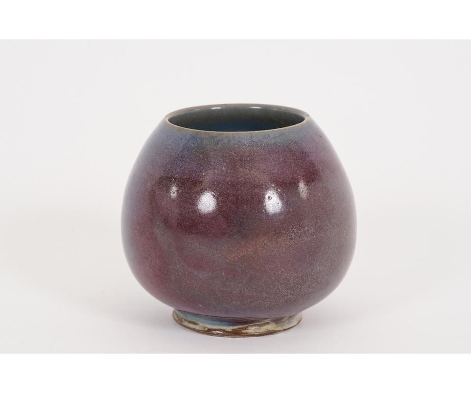 Chinese blue/red glazed pot.