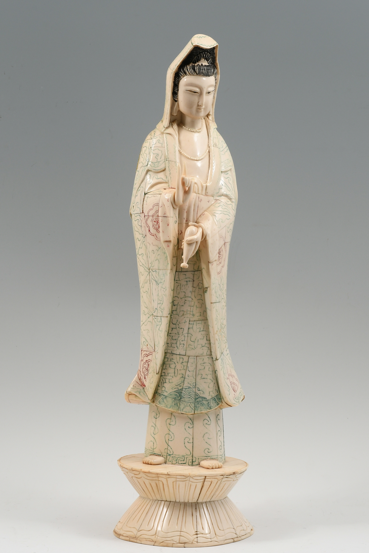 CHINESE BONE CLAD QUAN YIN: Bone