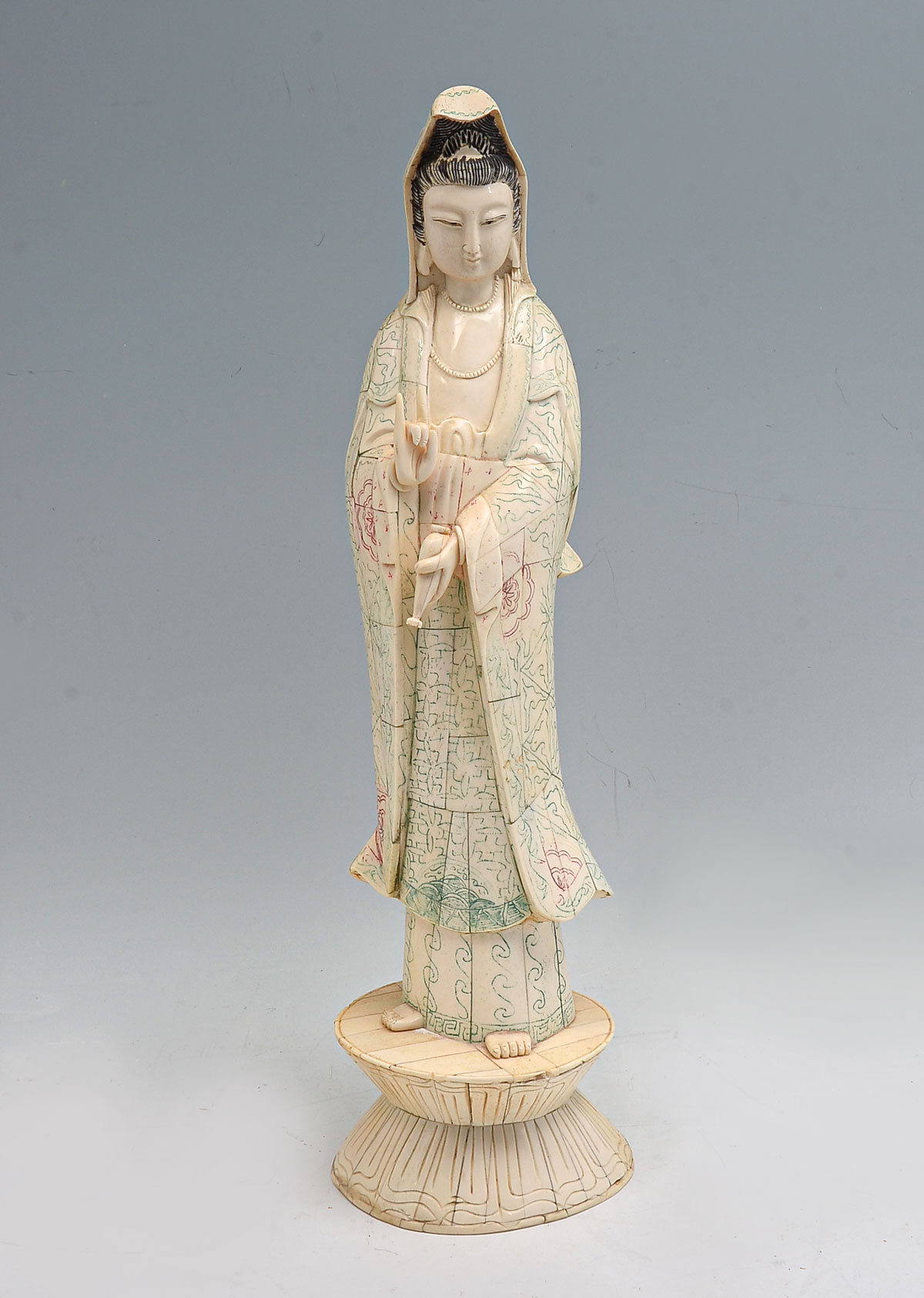 CHINESE BONE CLAD QUAN YIN: Bone