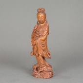 CHINESE BOXWOOD FIGURE OF GUAN