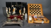 CHINESE BRASS AND HARDSTONE MO