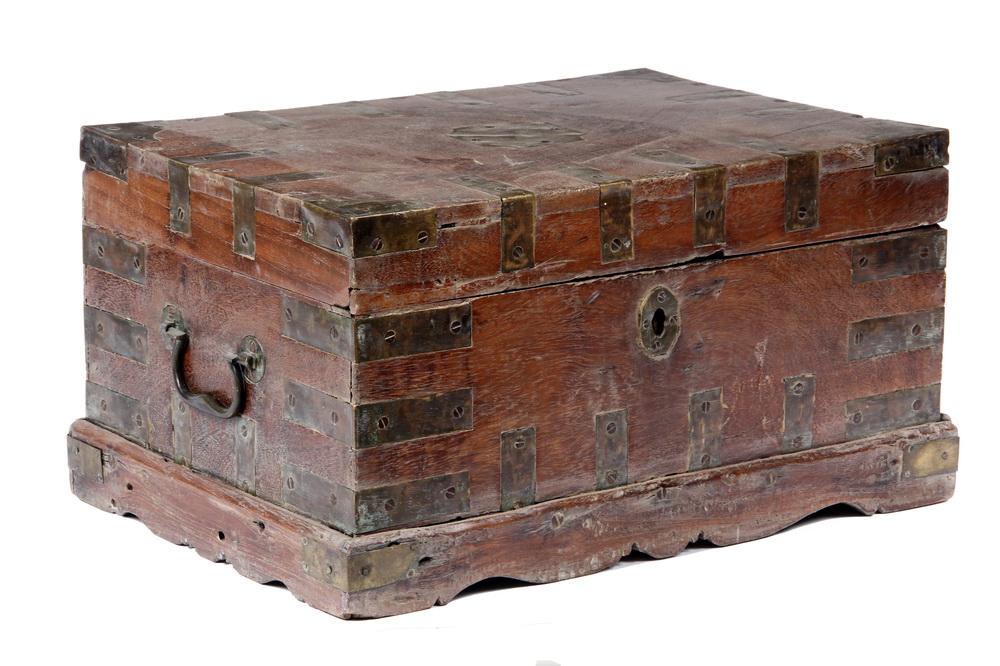 CHINESE BRASS BOUND LOCKBOX -