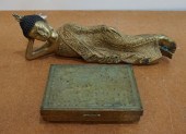 CHINESE BRASS CARVED SERPENTIN