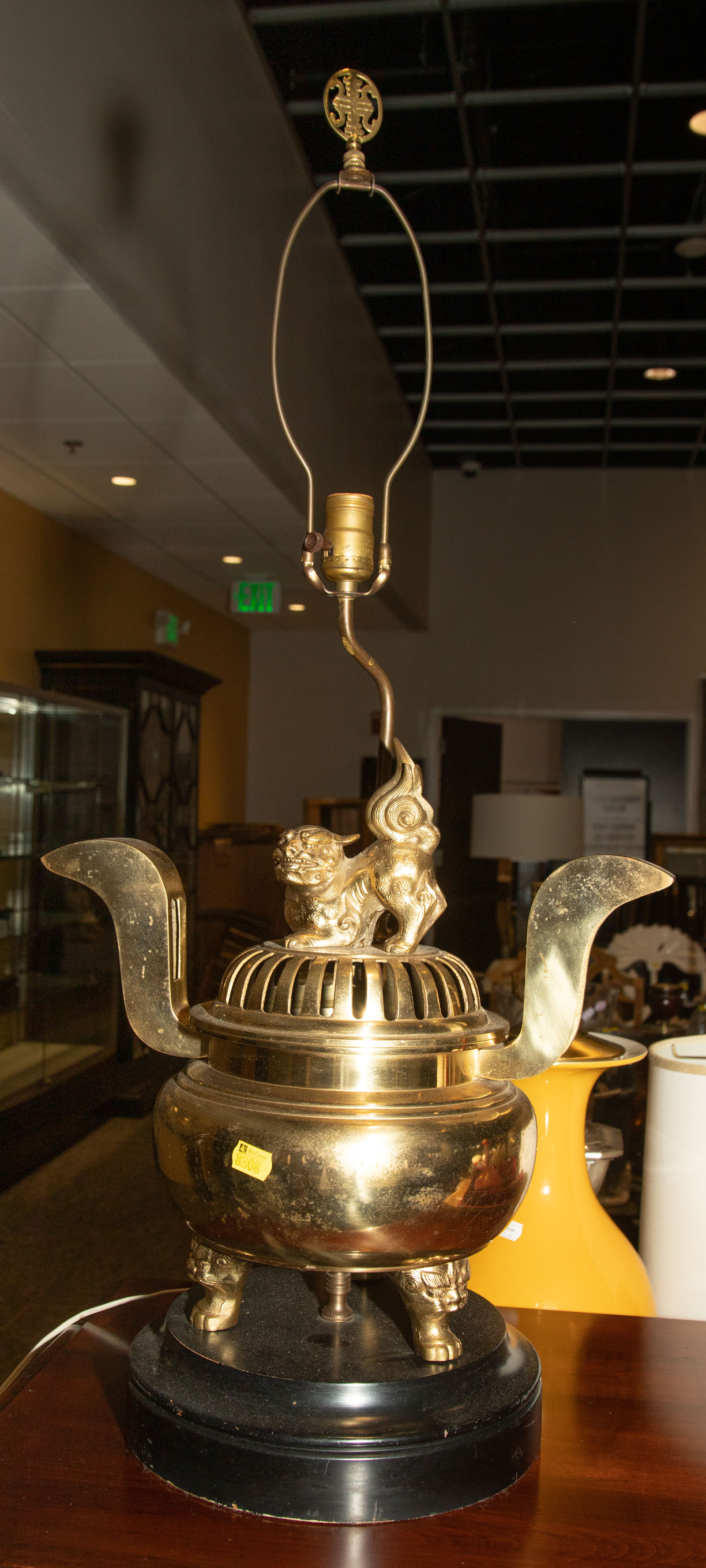CHINESE BRASS CENSER MOUNTED AS A