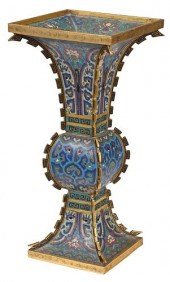 CHINESE BRASS CLOISONNE SQUARE