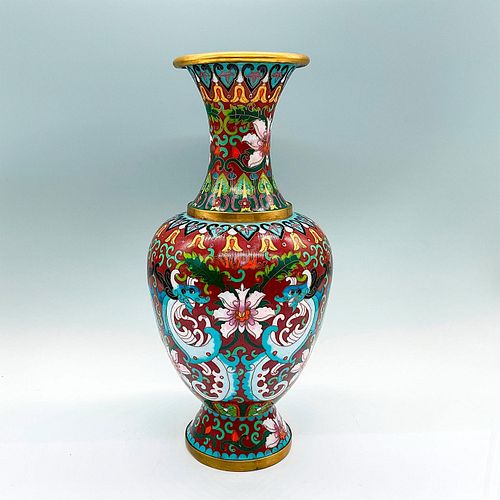 CHINESE BRASS CLOISONNE VASEA