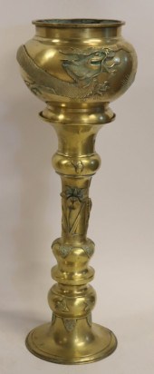 CHINESE BRASS DRAGON AND FLOWE