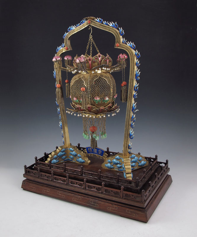 CHINESE BRASS & ENAMEL DESK