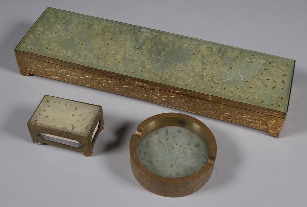 CHINESE BRASS & JADE CIGARETTE