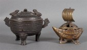 Chinese brass junq-form censer