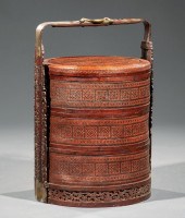 CHINESE BRASS-MOUNTED BAMBOO A