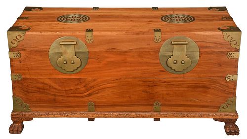 CHINESE BRASS MOUNTED CAMPHOR