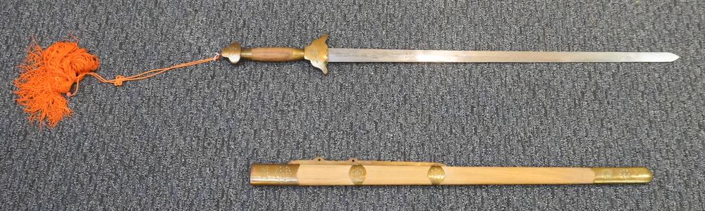 CHINESE BRASS MOUNTED CEREMONIAL