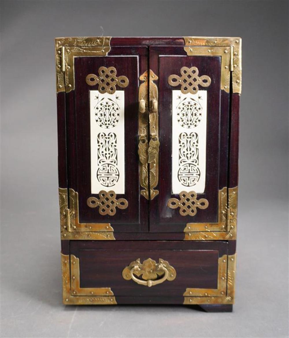CHINESE BRASS MOUNTED EBONIZED WOOD