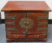 CHINESE BRASS MOUNTED ELMWOOD