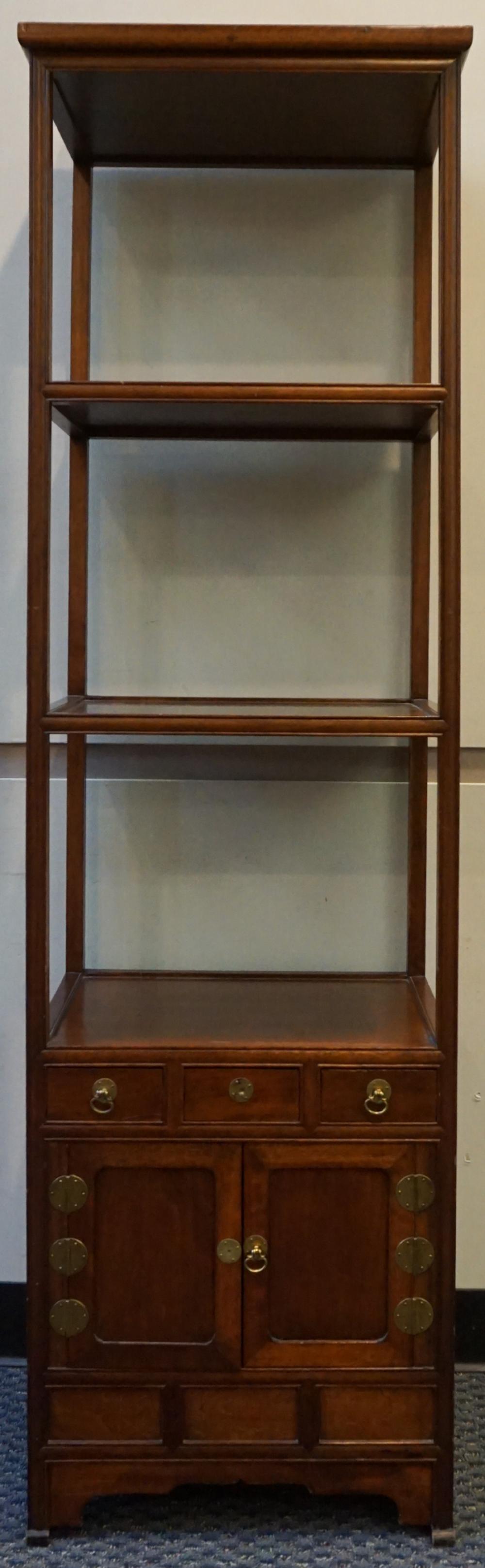 CHINESE BRASS MOUNTED FRUITWOOD