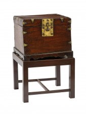 CHINESE BRASS-MOUNTED HARDWOOD