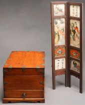 CHINESE BRASS MOUNTED HARDWOOD