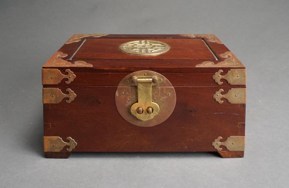 CHINESE BRASS MOUNTED HARDWOOD