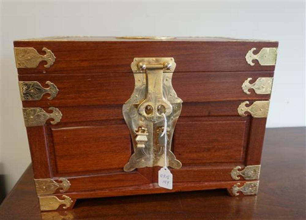 CHINESE BRASS MOUNTED HARDWOOD