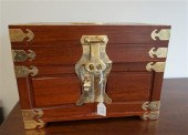 CHINESE BRASS MOUNTED HARDWOOD