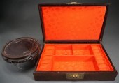 CHINESE BRASS MOUNTED HARDWOOD