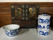 CHINESE BRASS MOUNTED HARDWOOD