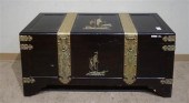 CHINESE BRASS MOUNTED LACQUER