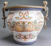 CHINESE BRASS MOUNTED PORCELAI
