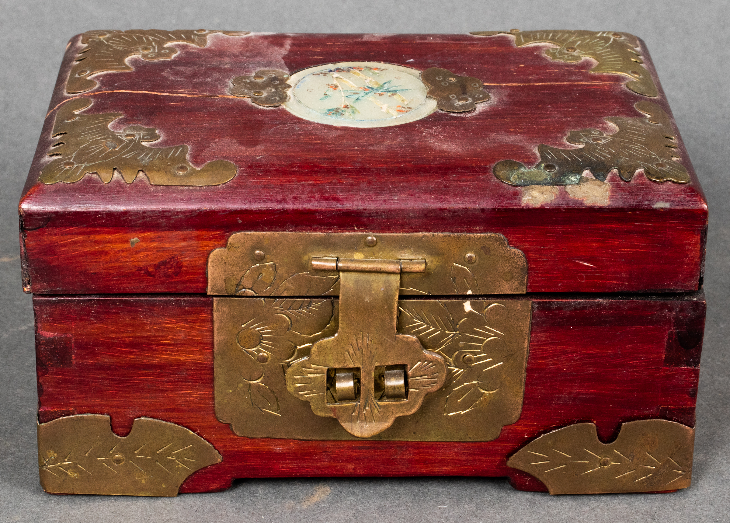 CHINESE BRASS MOUNTED WOOD