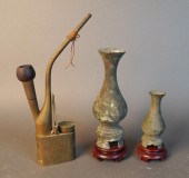 CHINESE BRASS PIPE AND TWO PAT