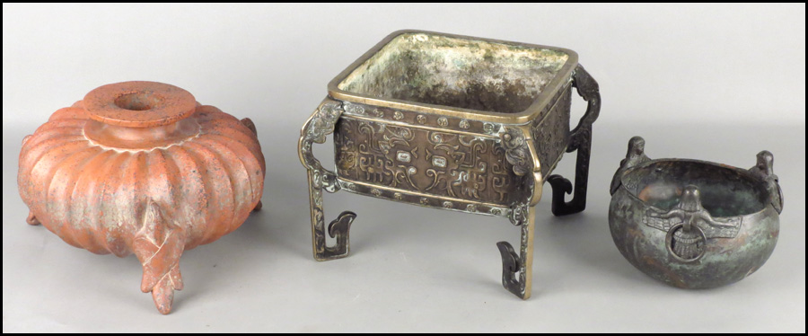 CHINESE BRASS PLANTER. Together wth