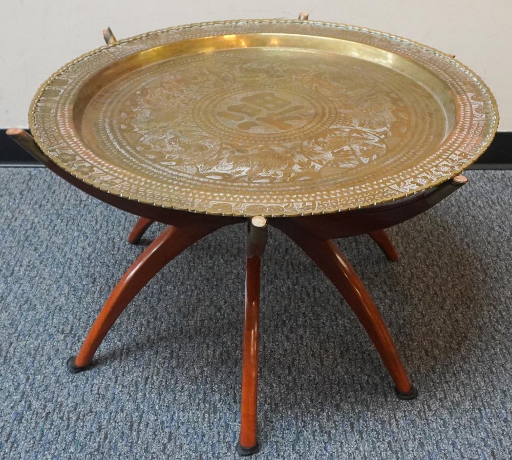 CHINESE BRASS TRAY ON STAND, 19 X