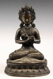 CHINESE BRONZE ALTAR FIGURE -