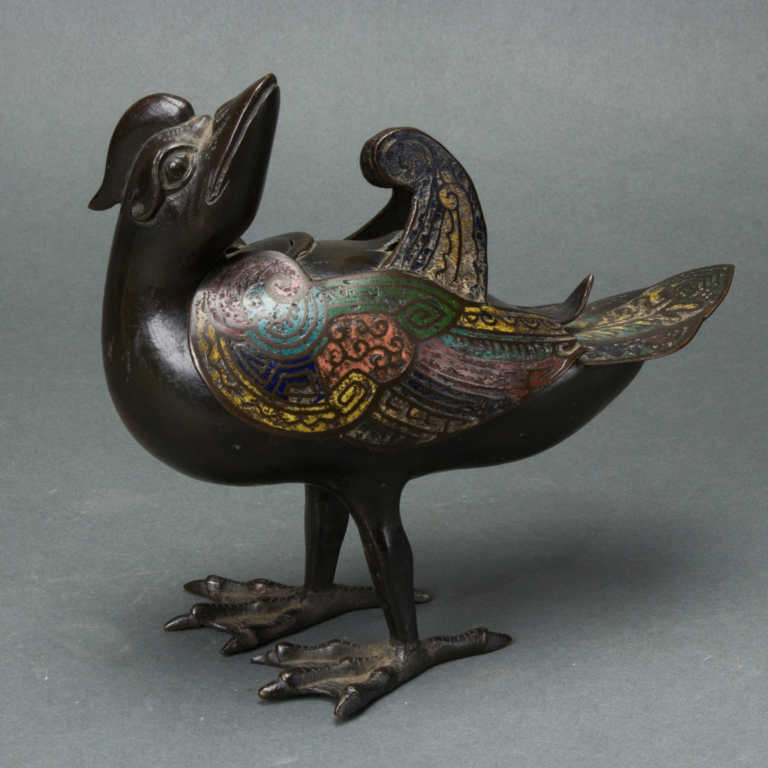 CHINESE BRONZE AND CHAMPLEVE ENAMEL