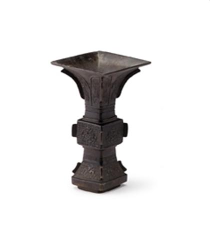 Chinese bronze archaic Ku form vase