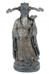 CHINESE BRONZE ATTENDANT FIGUR