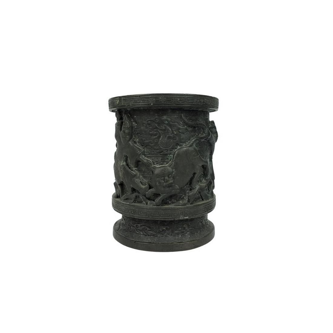 CHINESE BRONZE BRUSH POT20th