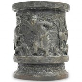 CHINESE BRONZE BRUSH POTDESCRI